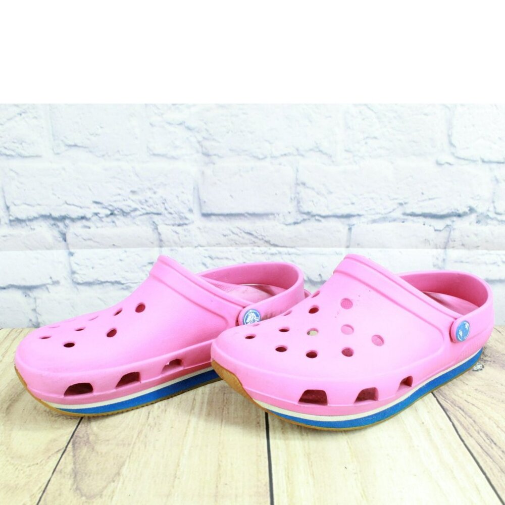 Crocs Retro Classic Unisex Pink Rubber Gum Sole Slip On Comfort Flat Clogs Sz 8 - Picture 9 of 9